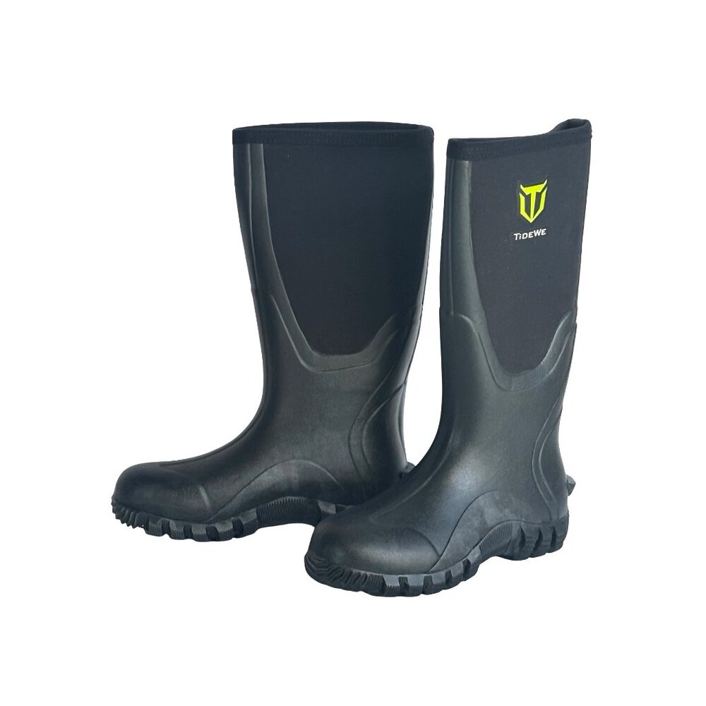 TideWe Mens Size 7 Rubber Neoprene Boots Waterproof Steel Shank Black New Other#